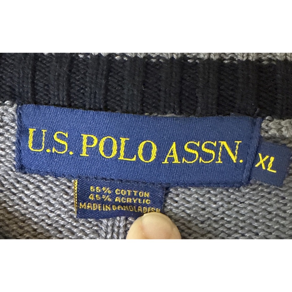 US Polo Assn. Men’s XL Grey CableKnit Crew Neck Pullover Sweater - Picture 2 of 7